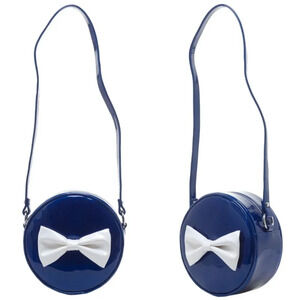 Sourpuss Ship Shape Purse (Retired), Round Glitter Vinyl Crossbody w/Bow, EUC!